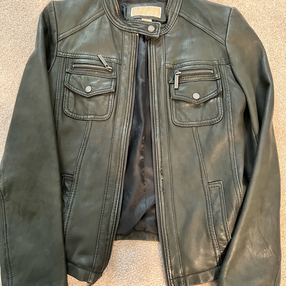 Michael Kors Green Leather Jacket